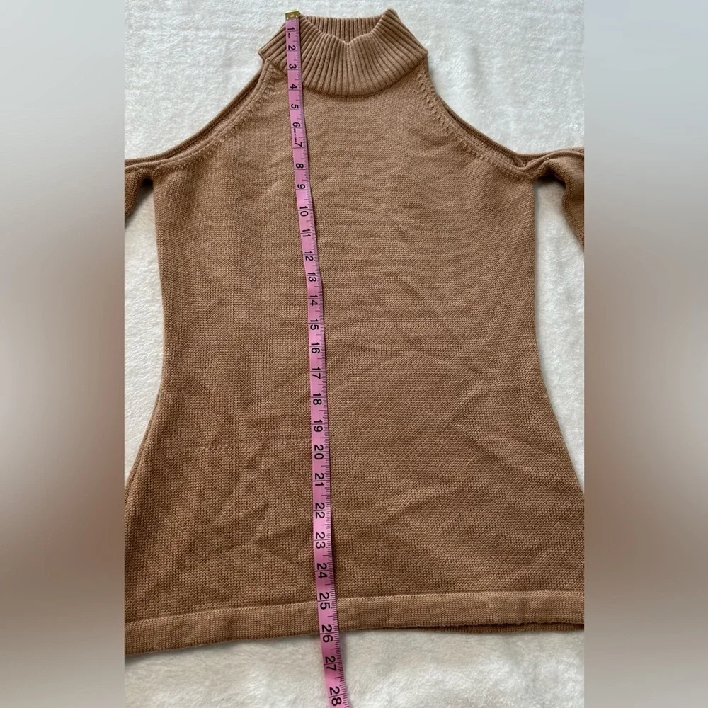 Jonathan Simkhai Loopy Yarn Cold Shoulder Pullover Tan  Turtleneck Sweater